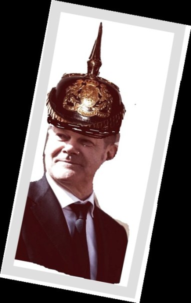 Scholz mit Pickelhaube