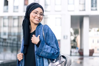 Portrait of Muslim girl in the city